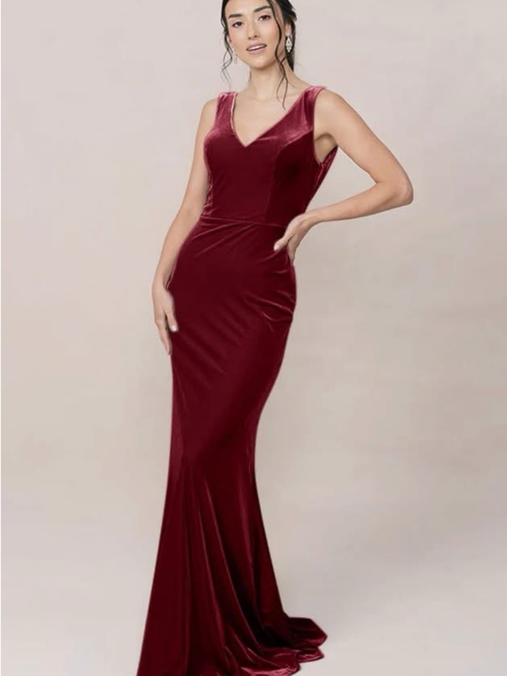 Revelry Dakota Velvet Dress in Romantic Rose (Sleeveless V-Neck Maxi Gown)